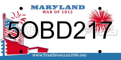 5OBD217 Maryland License Plate