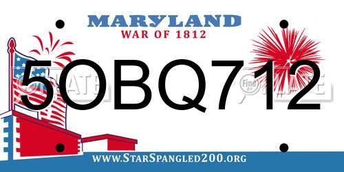 5OBQ712 Maryland License Plate