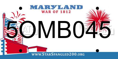 5OMB045 Maryland License Plate