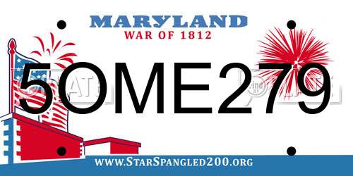 5OME279 Maryland License Plate