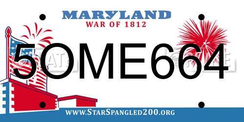 5OME664 Maryland License Plate