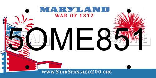 5OME851 Maryland License Plate