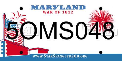 5OMS048 Maryland License Plate