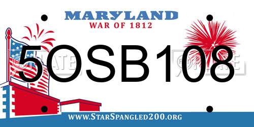 5OSB108 Maryland License Plate