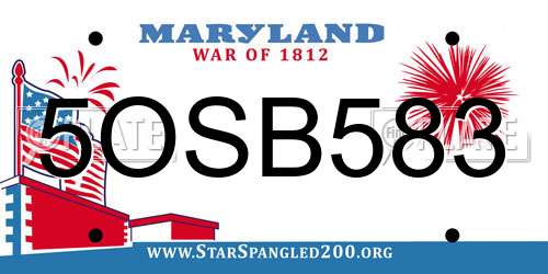 5OSB583 Maryland License Plate
