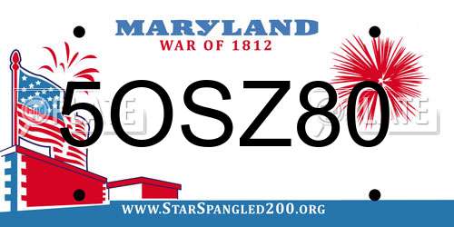 5OSZ80 Maryland License Plate
