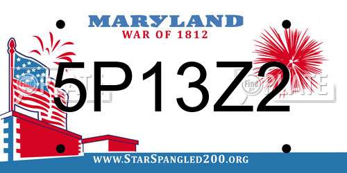 5P13Z2 Maryland License Plate