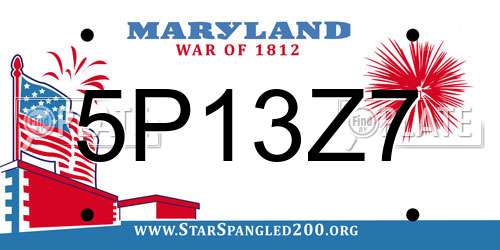 5P13Z7 Maryland License Plate