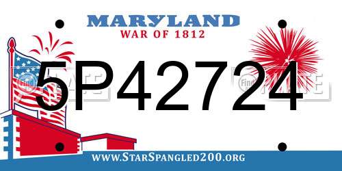 5P42724 Maryland License Plate