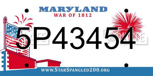 5P43454 Maryland License Plate