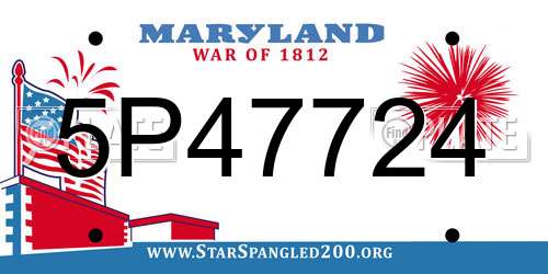 5P47724 Maryland License Plate