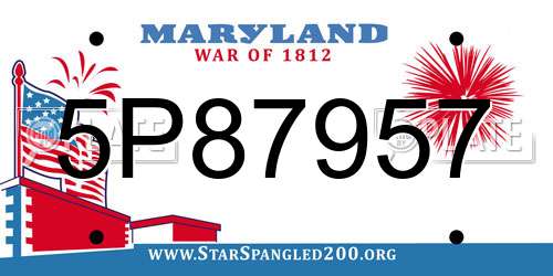 5P87957 Maryland License Plate