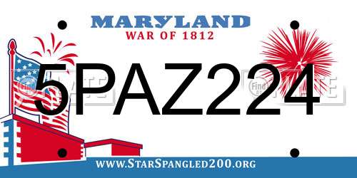 5PAZ224 Maryland License Plate