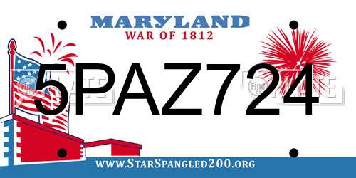 5PAZ724 Maryland License Plate