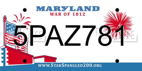 5PAZ781 Maryland License Plate