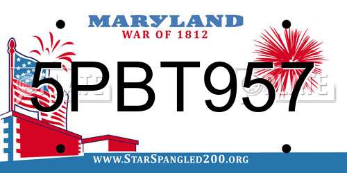 5PBT957 Maryland License Plate