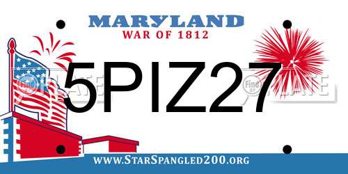 5PIZ27 Maryland License Plate