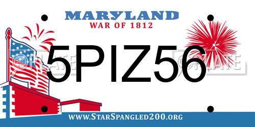 5PIZ56 Maryland License Plate