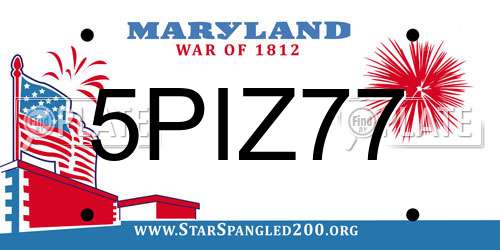 5PIZ77 Maryland License Plate