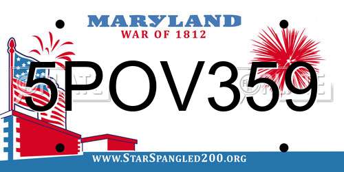 5POV359 Maryland License Plate