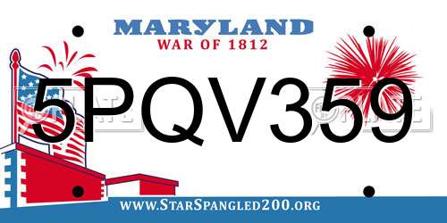 5PQV359 Maryland License Plate
