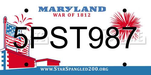 5PST987 Maryland License Plate