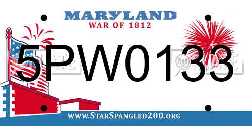 5PW0133 Maryland License Plate
