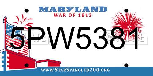 5PW5381 Maryland License Plate