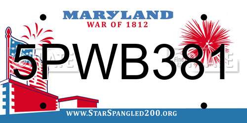 5PWB381 Maryland License Plate