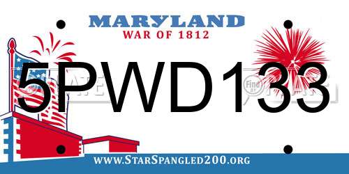 5PWD133 Maryland License Plate