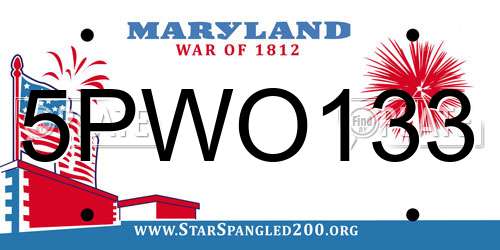 5PWO133 Maryland License Plate