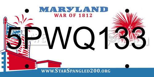 5PWQ133 Maryland License Plate