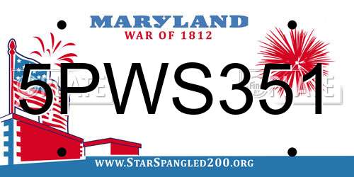 5PWS351 Maryland License Plate