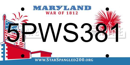 5PWS381 Maryland License Plate