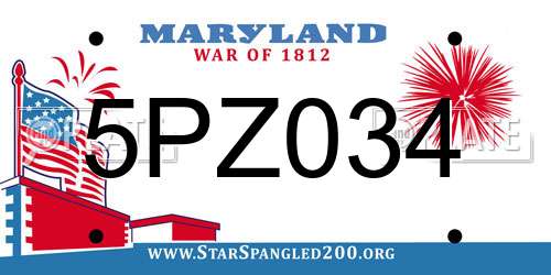 5PZ034 Maryland License Plate