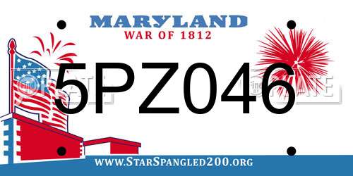 5PZ046 Maryland License Plate