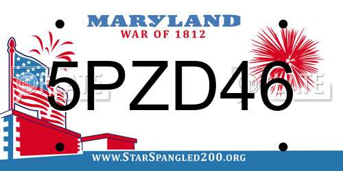 5PZD46 Maryland License Plate