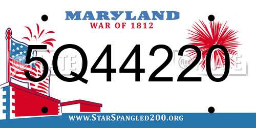 5Q44220 Maryland License Plate
