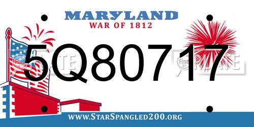 5Q80717 Maryland License Plate