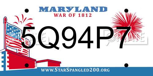 5Q94P7 Maryland License Plate