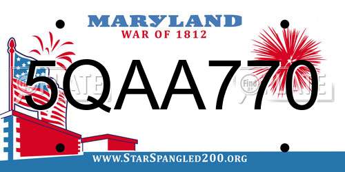 5QAA770 Maryland License Plate