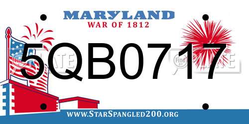 5QB0717 Maryland License Plate