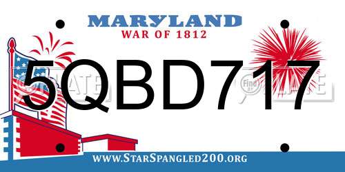 5QBD717 Maryland License Plate