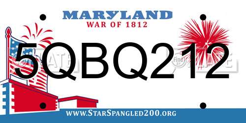 5QBQ212 Maryland License Plate