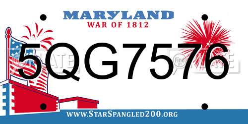 5QG7576 Maryland License Plate