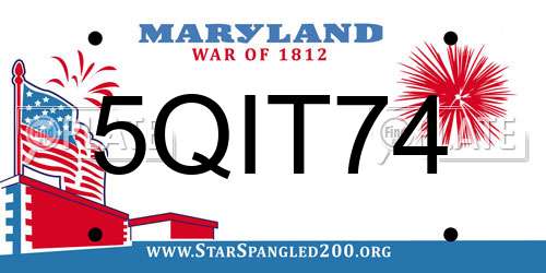 5QIT74 Maryland License Plate