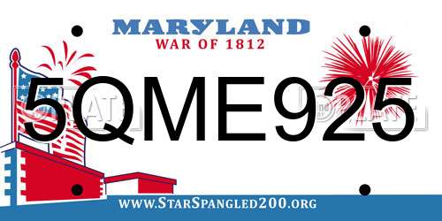 5QME925 Maryland License Plate