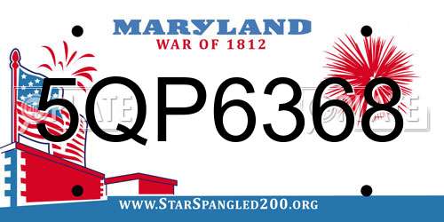 5QP6368 Maryland License Plate