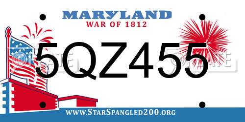 5QZ455 Maryland License Plate