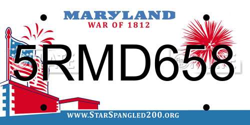 5RMD658 Maryland License Plate